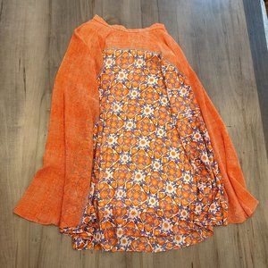 90S VINTAGE COLDWATER CREEK WOMENS ORANGE AND PURPLE FLORAL FULL SKIRT